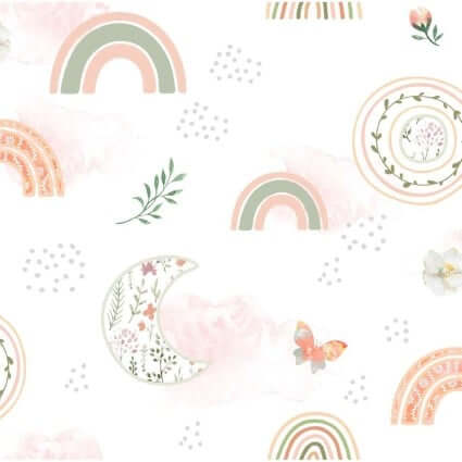 Nursery Flannel Moon Beam Garden cotton flannel fabric by Springs Creative, moonlit garden print flannel, sold by the yard