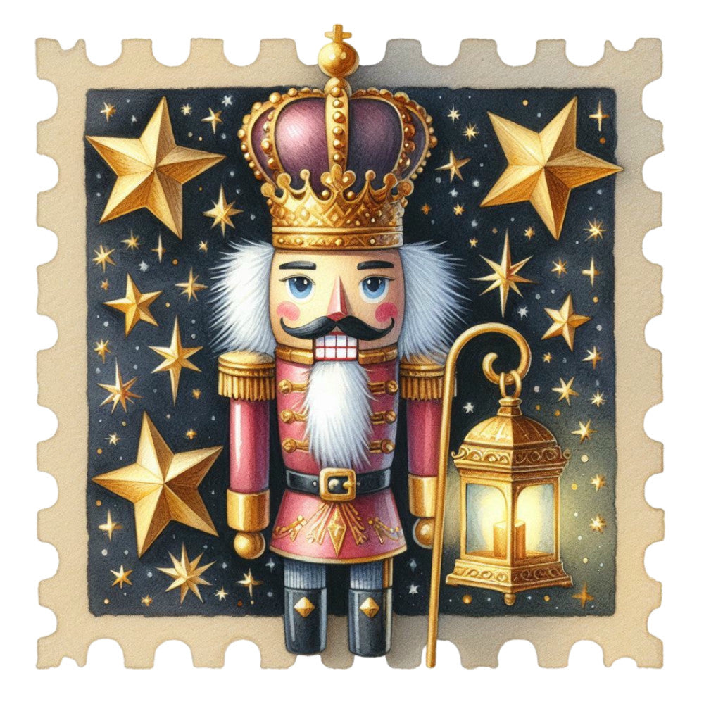 Nutcracker Postage Stamps Fabric Panel 24 QuiltingFabricPanels