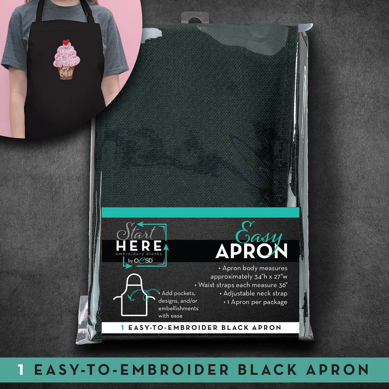 OESD Easy Apron Black 34in x 27in - Linda's Electric Quilters