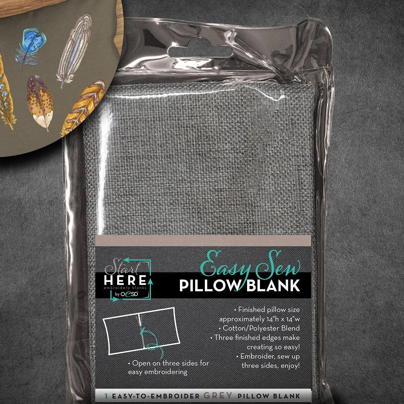 OESD Easy Sew Pillow Blank Grey - Linda's Electric Quilters