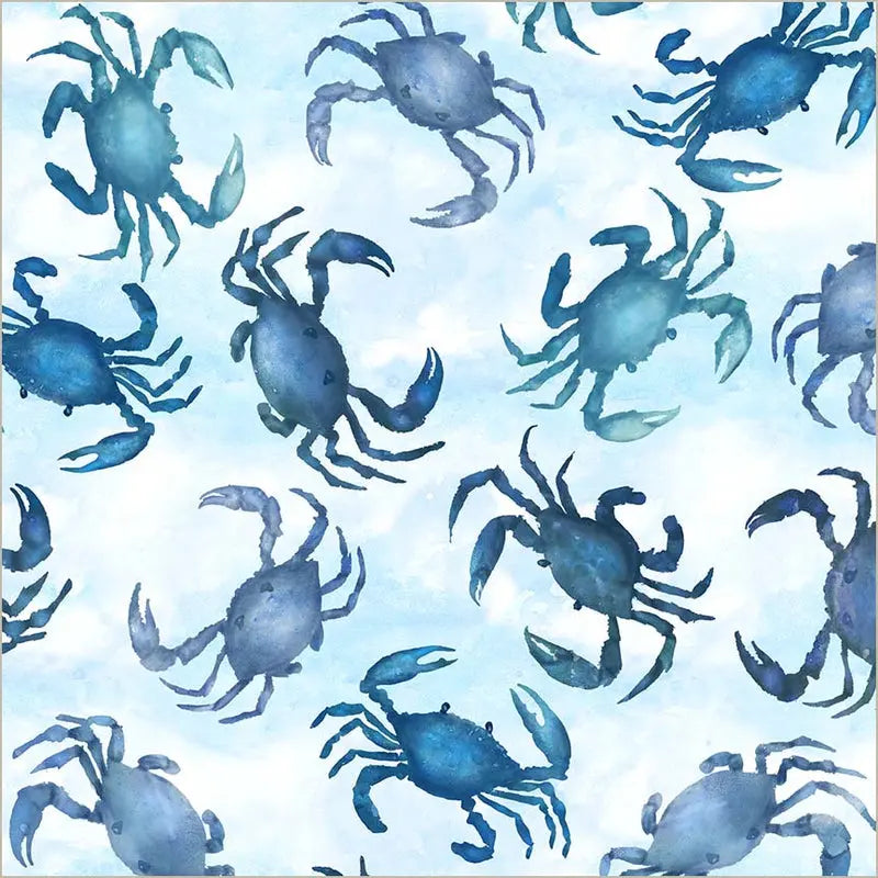 Ocean Life Blue Crabs Mist Wideback Cotton Fabric Per Yard Windham Fabrics