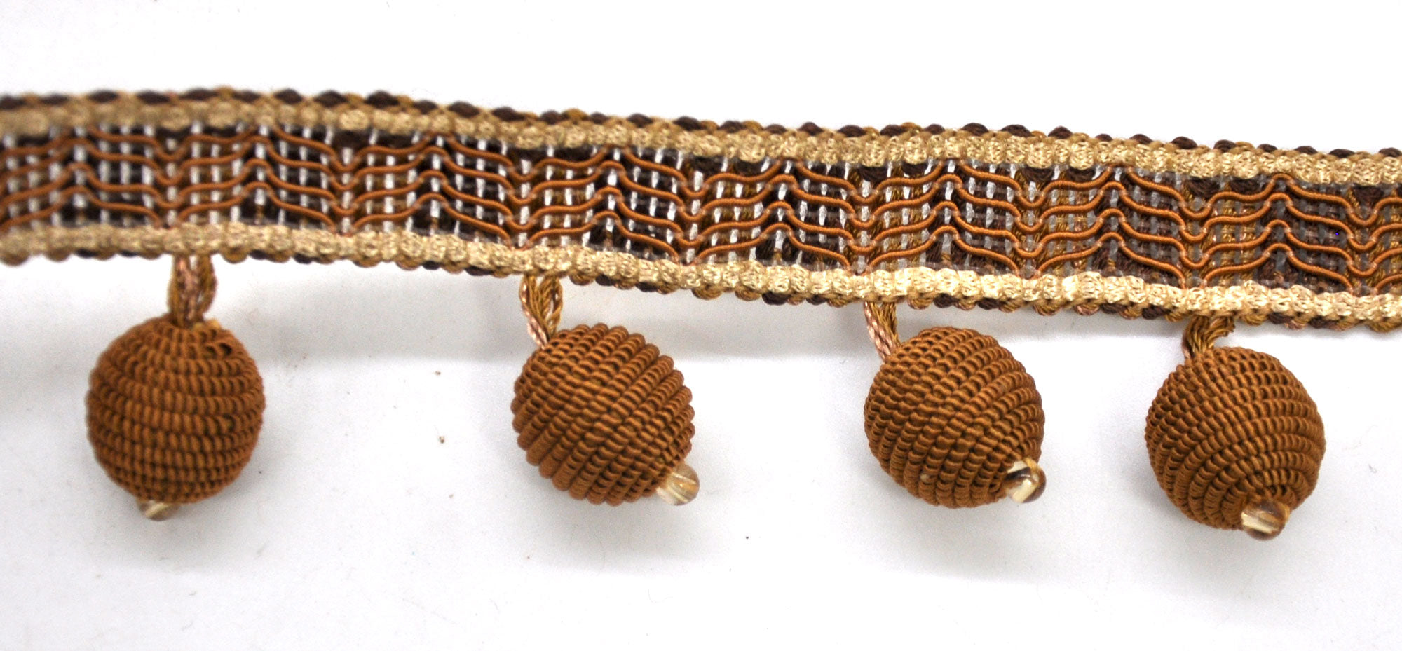 Odyssey Collection - 1 1/2" Ball Fringe (25 Yard Roll) - BF-4030-83/36 Bronze and Tan