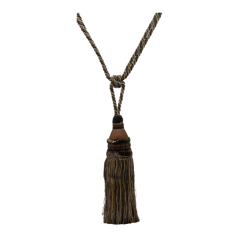 Odyssey Collection - 12" Length SINGLE TASSEL TIEBACK - BT-6030-66/36 Brown and Tan