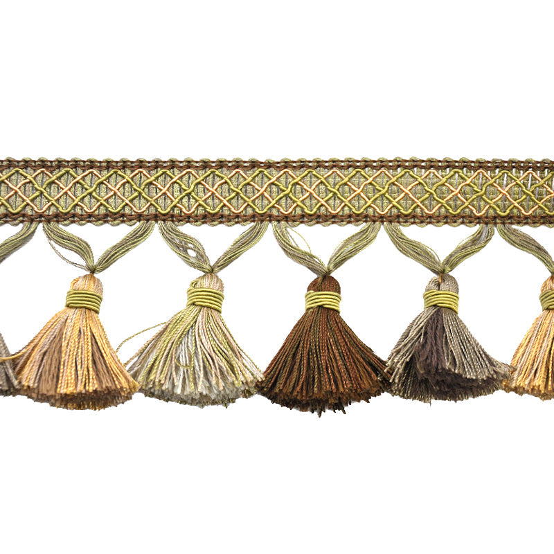 Odyssey Collection - 3 1/2" Tassel Fringe (25 Yard Roll) - BF-4500-63/82 Mint and Brown