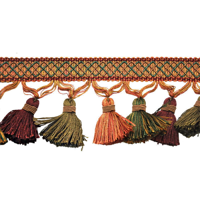 Odyssey Collection - 3 1/2" Tassel Fringe (25 Yard Roll) - BF-4500-81/70 Burgundy and Olive