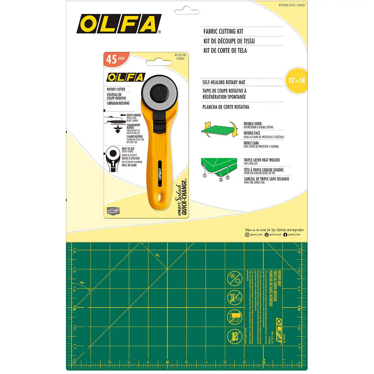 Olfa Fabric Cutting Kit Yellow - Linda's Electric Quilters