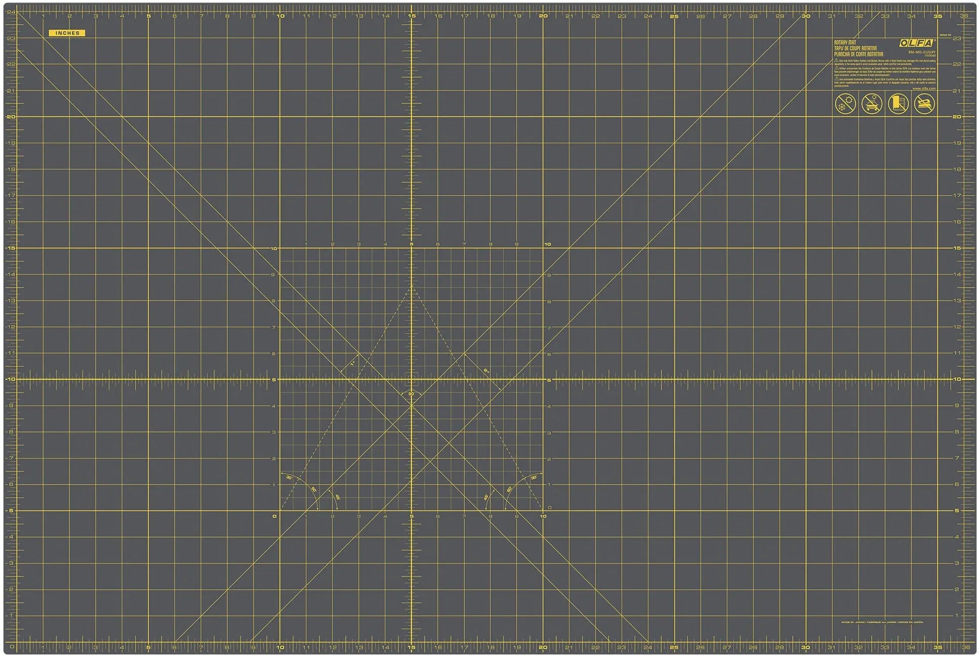 Olfa Grey Rotary Mat 24in x 36in - Linda's Electric Quilters