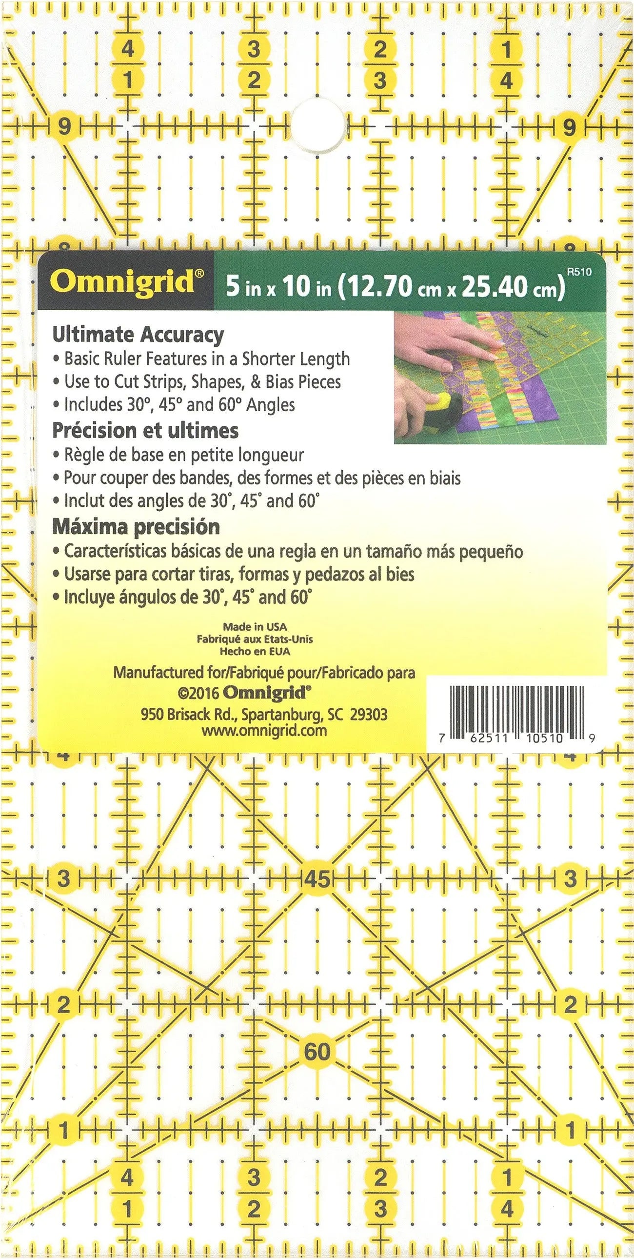 Omnigrid 5in x 10in Ruler - Linda's Electric Quilters