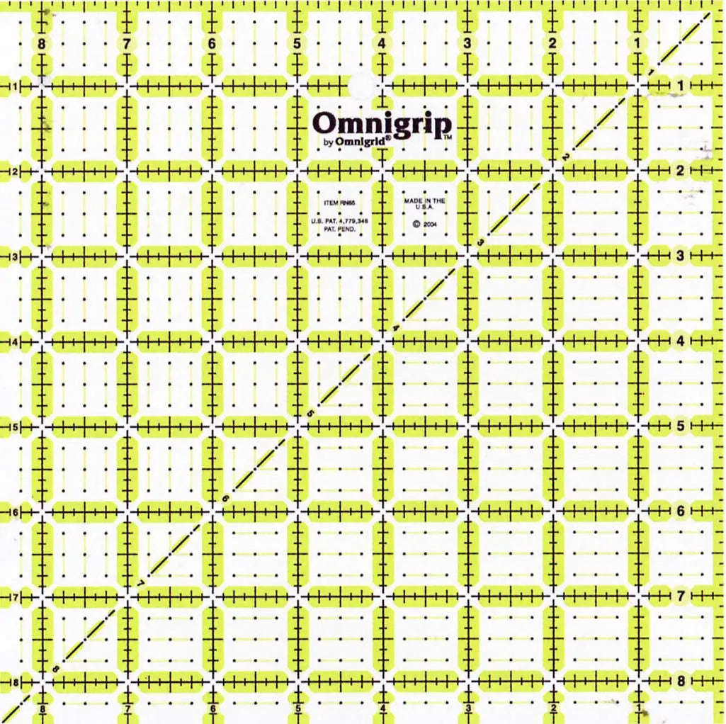 Omnigrid Omnigrip Neon Ruler 8-1/2in Square - Linda's Electric Quilters