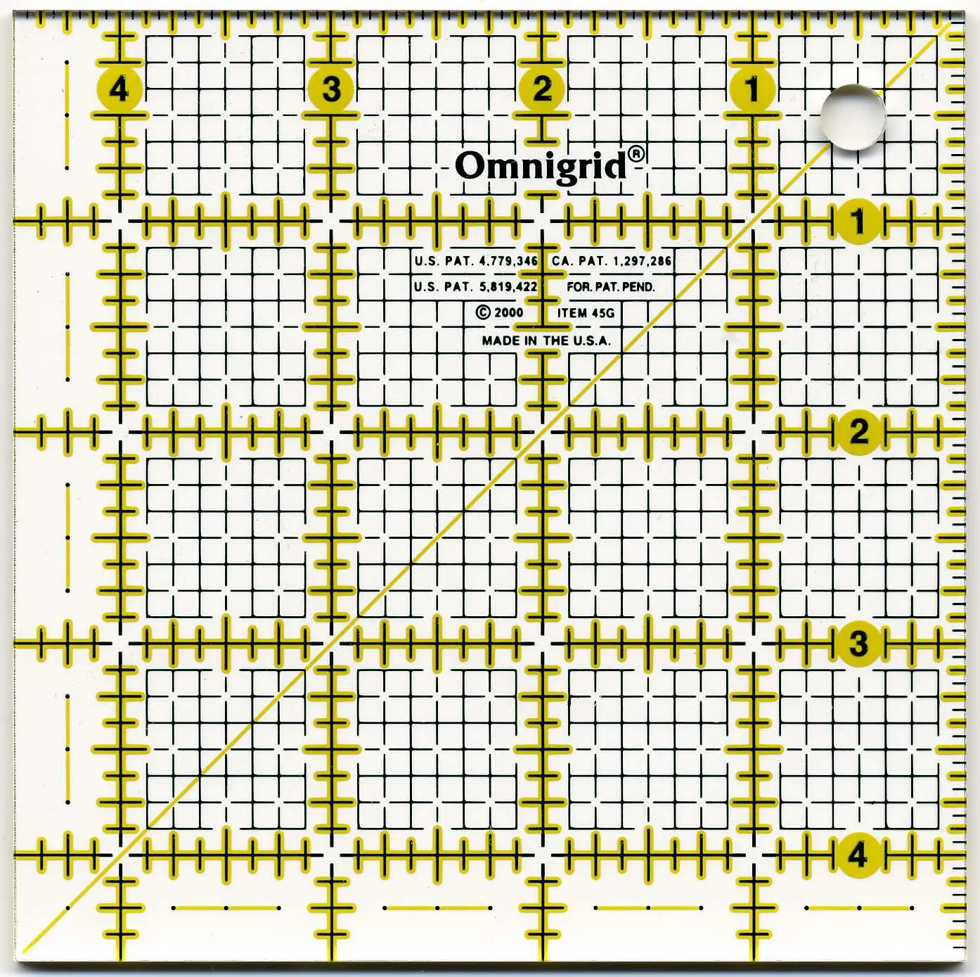 Omnigrid Ruler 4 1/2in Square All-Over Grid - Linda's Electric Quilters