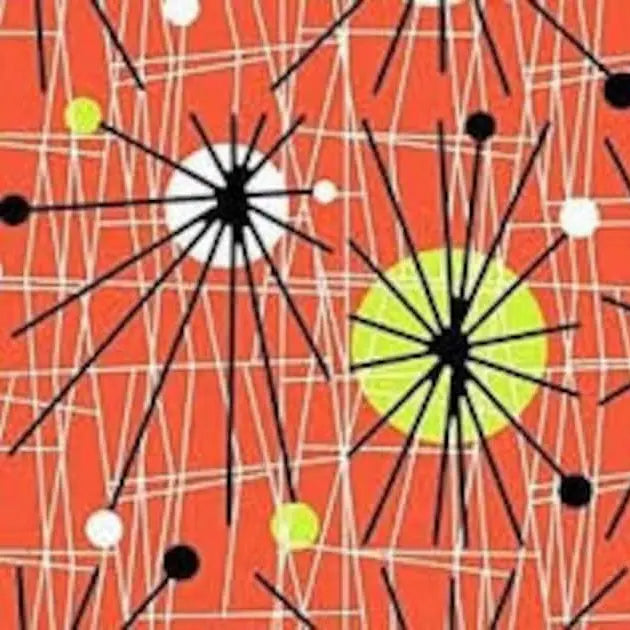 Orange Atomic Background Cotton Wideback Fabric per yard - Linda's Electric Quilters