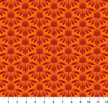 Orange Echinacea Indelible by Anna Maria for Northcott Cotton 44"/45" Fabric Per Yard - Linda's Electric Quilters