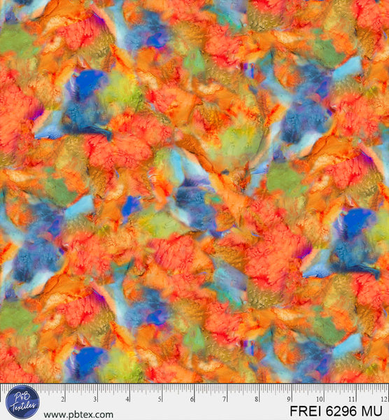 Orange Free Rein Multi Swirl 44"/45" Cotton Fabric Per Yard
