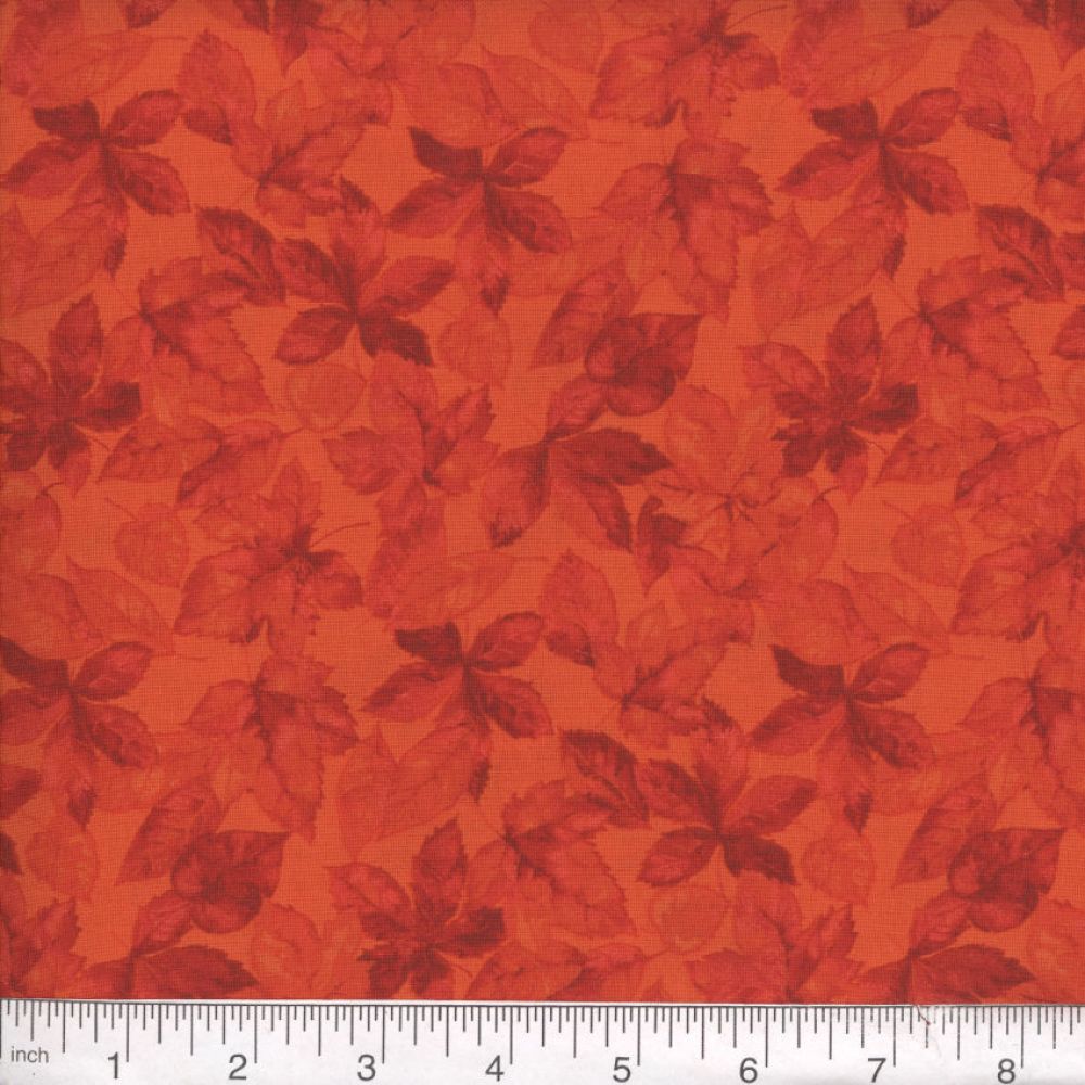 Orange Harvest Leaves 45" Wide Cotton Fabric Per Yard
