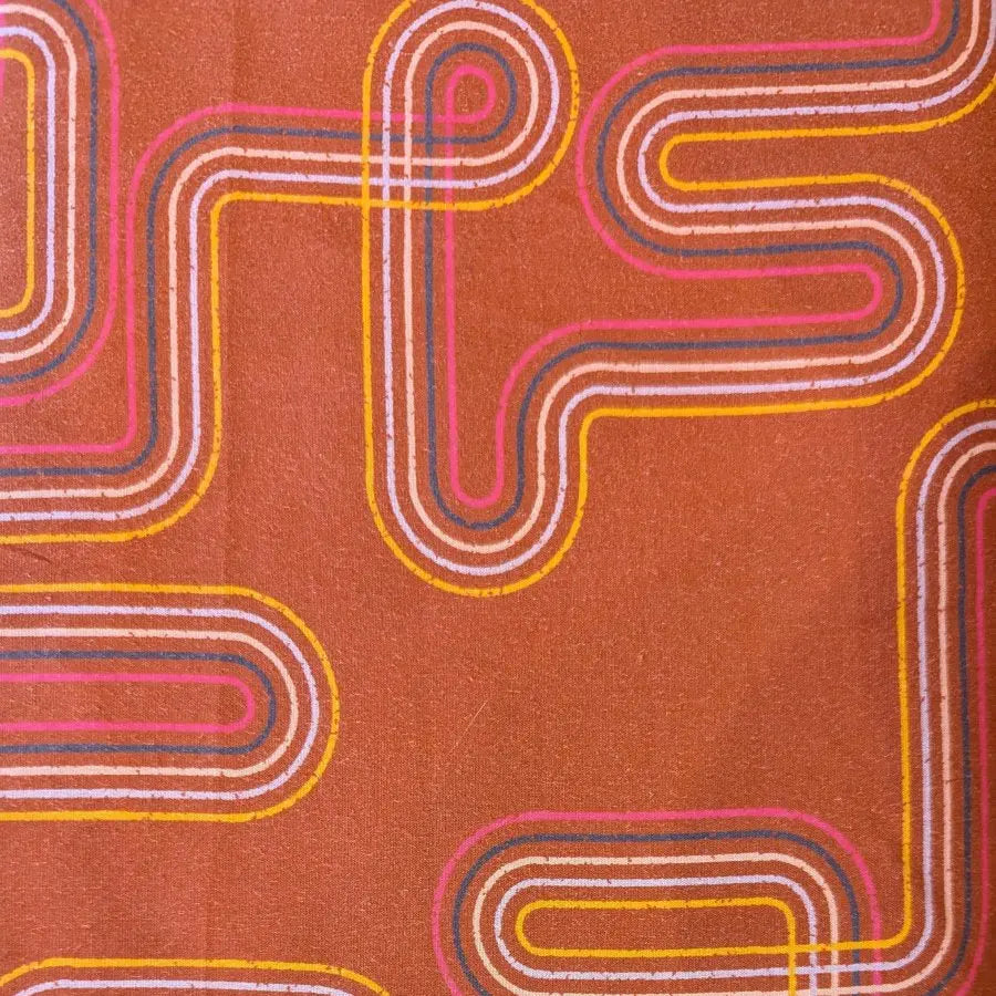 Orange Rust Linear Labyrinth 44"/45" Rayon Fabric Per Yard - Linda's Electric Quilters