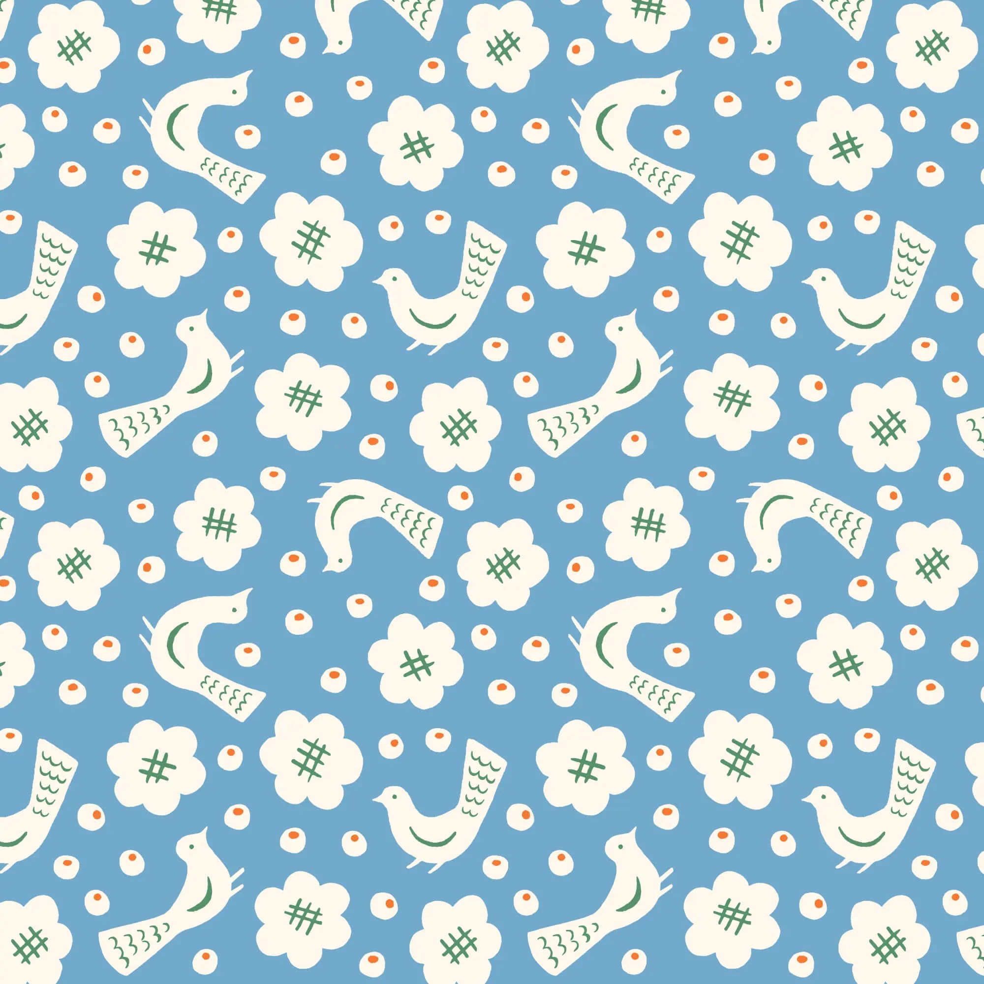 Orchard Deco - Sakura - Blue 44" / 45" Fabric Per Yard The Fabric Company