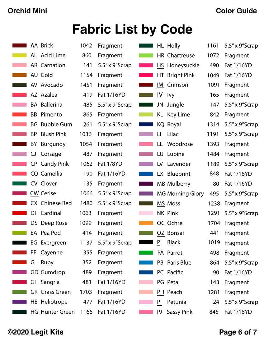 Orchid Mini Pattern Legit Kits