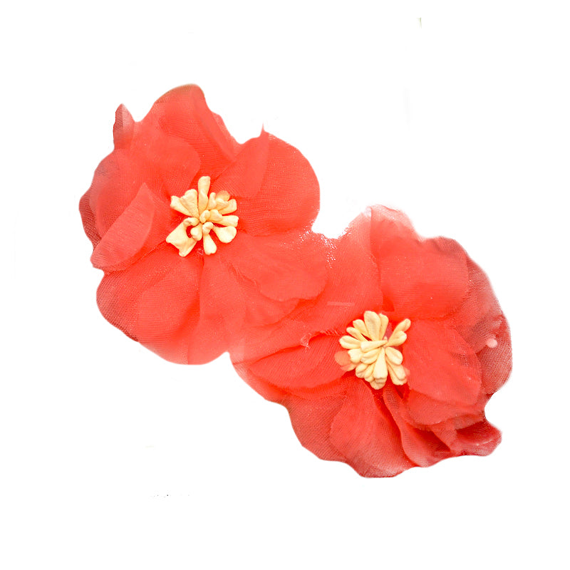 Organza Flower Appliqués - 12pcs 2 1/2" round (6 Cards Per Order) - BPP-A1-09 Salmon