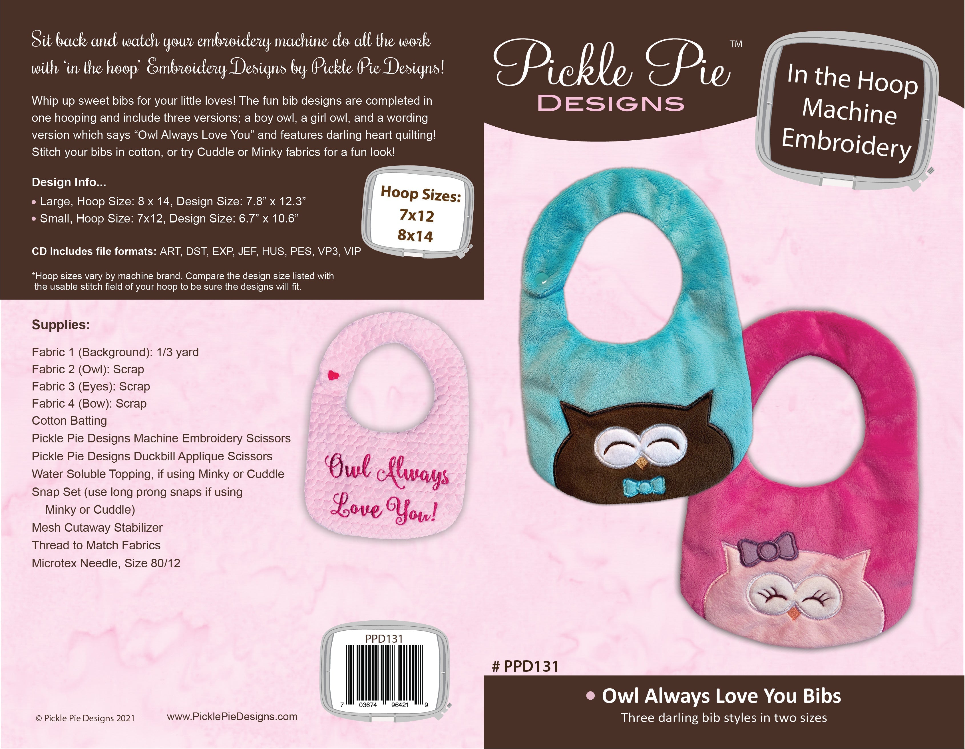 Owl Baby Bibs Design In the Hoop Machine Embroidery Design Set