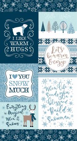 Riley Blake Winter Magic Warm Hugs fabric panel 24 x 43 inches