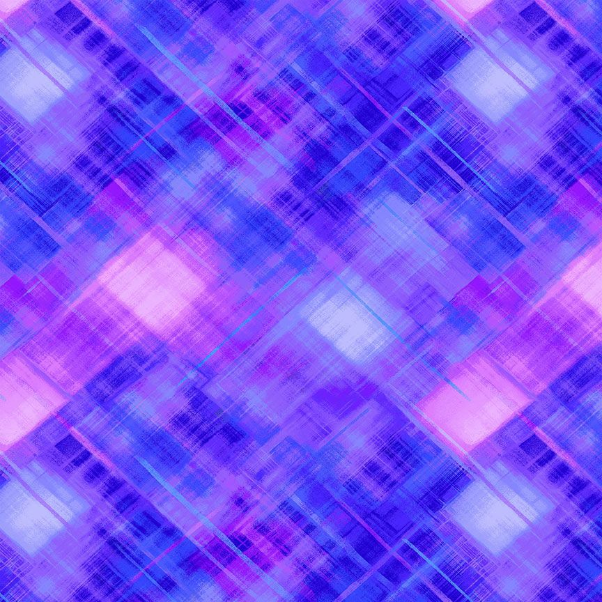 Timeless Treasures Midnight Bloom bias plaid purple quilting cotton