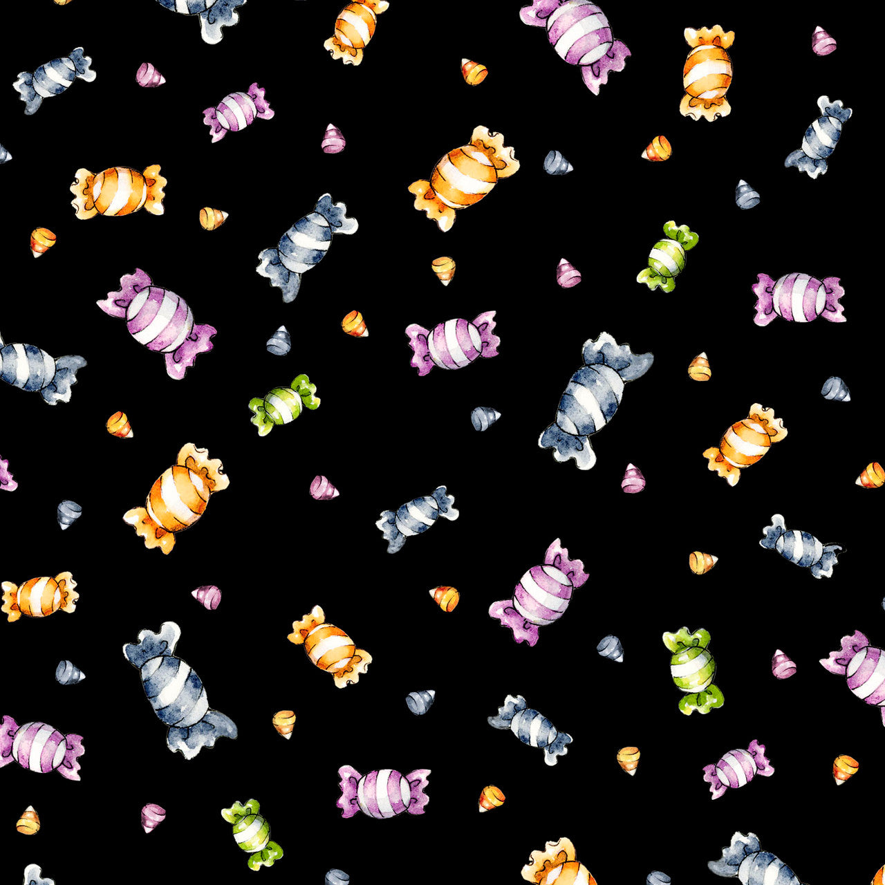 Candy Toss Black Cotton 44"/45" Fabric Per Yard