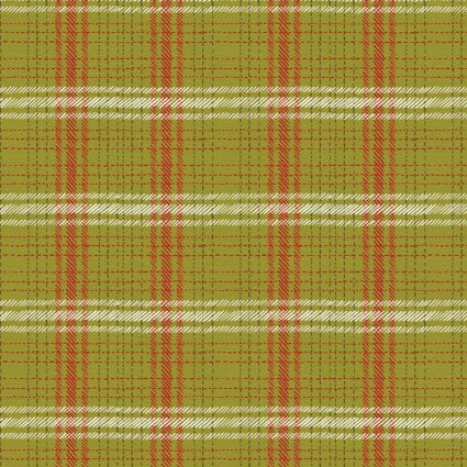Paintbrush Studio Happy Howlidays green plaid quilting cotton fabric