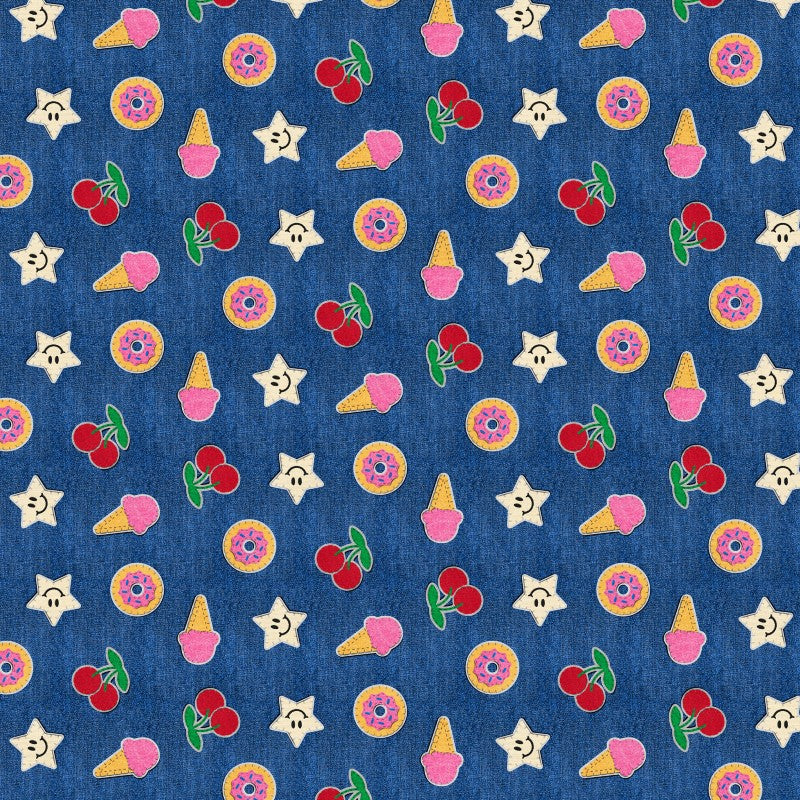 Blue Patch Perfect Sweet Tooth Cotton 43"/44" Fabric Per Yard