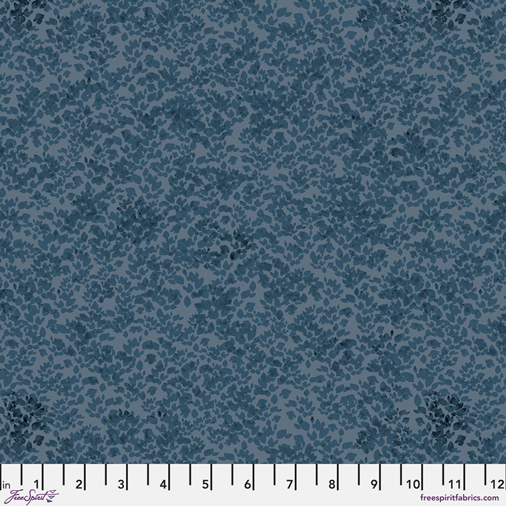 Denim Foliage Cotton 44"/45" Fabric Per Yard