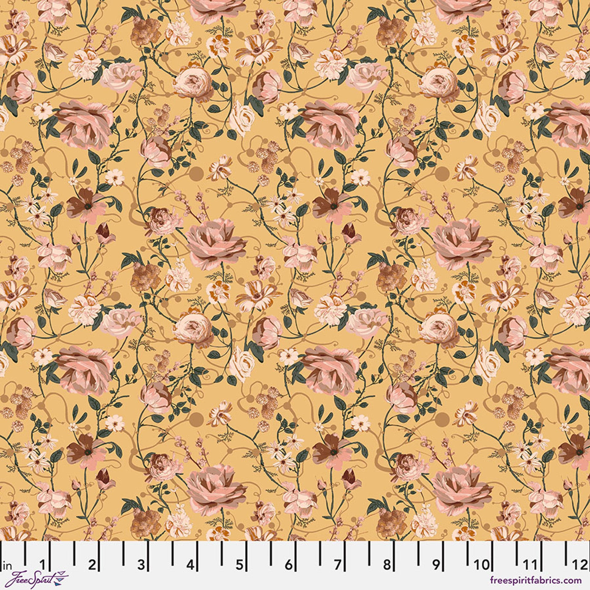 Enrapture by Giucy Giuce Entwined - Canary Cotton 44"/45" Fabric Per Yard