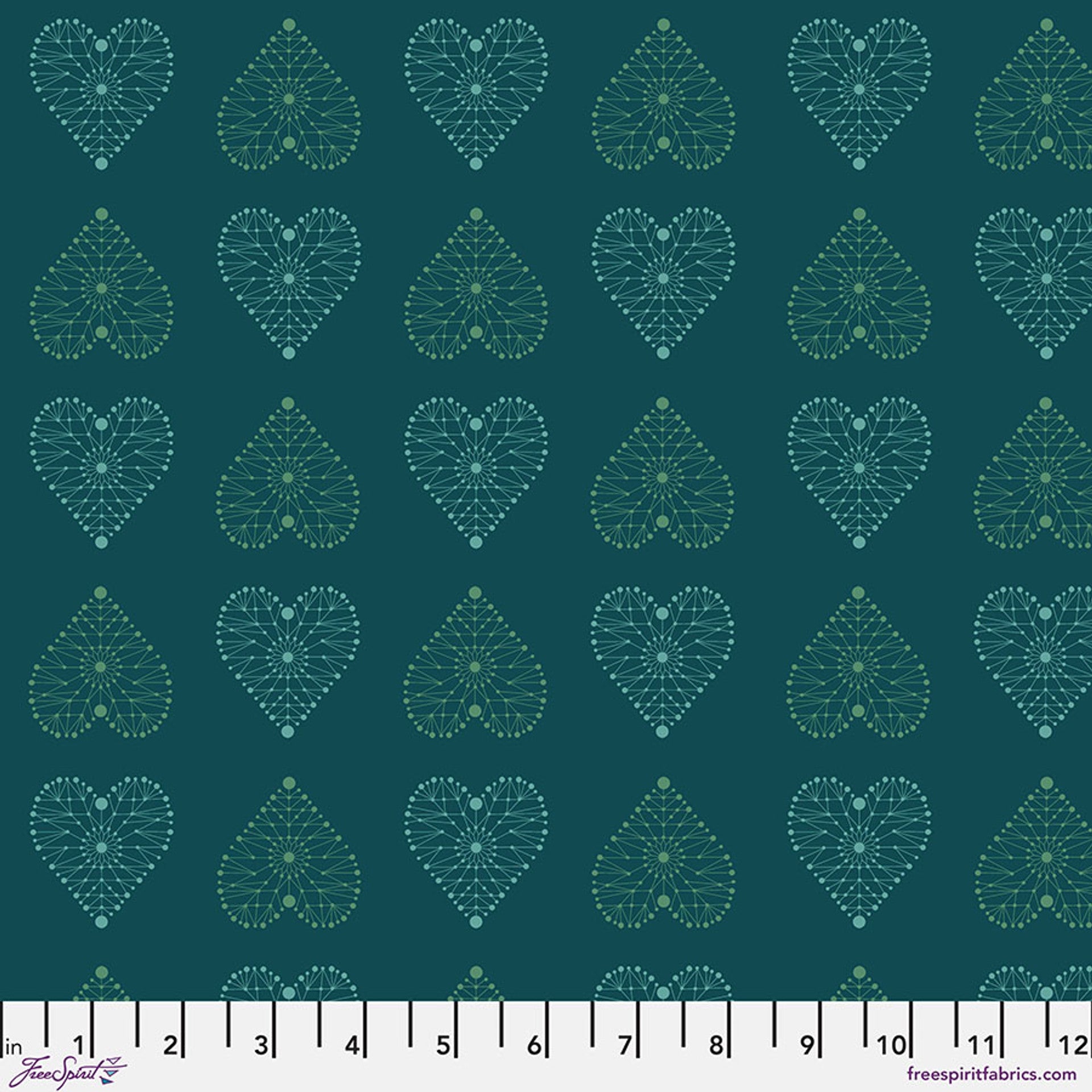 Enrapture by Giucy Giuce Amour - Turquoise Cotton 44"/45" Fabric Per Yard
