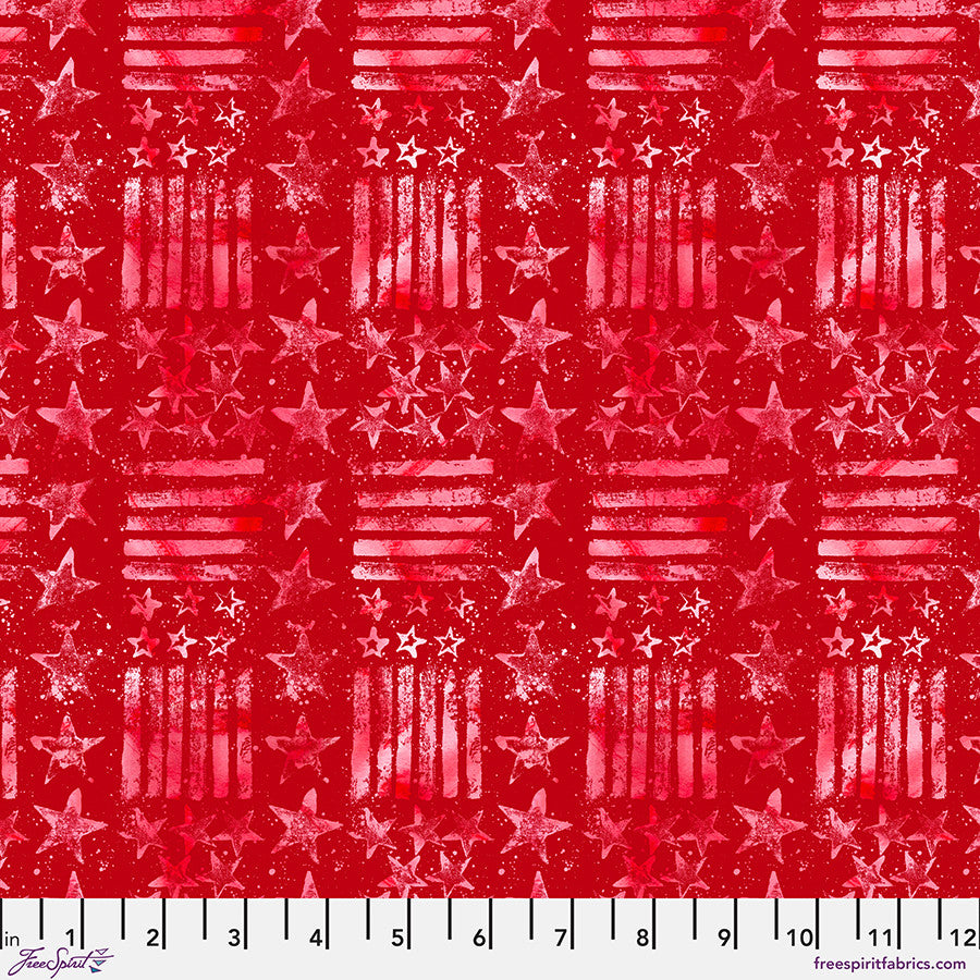 Stars and Stripes Small Red Americana Cotton 44"/45" Fabric Per Yard
