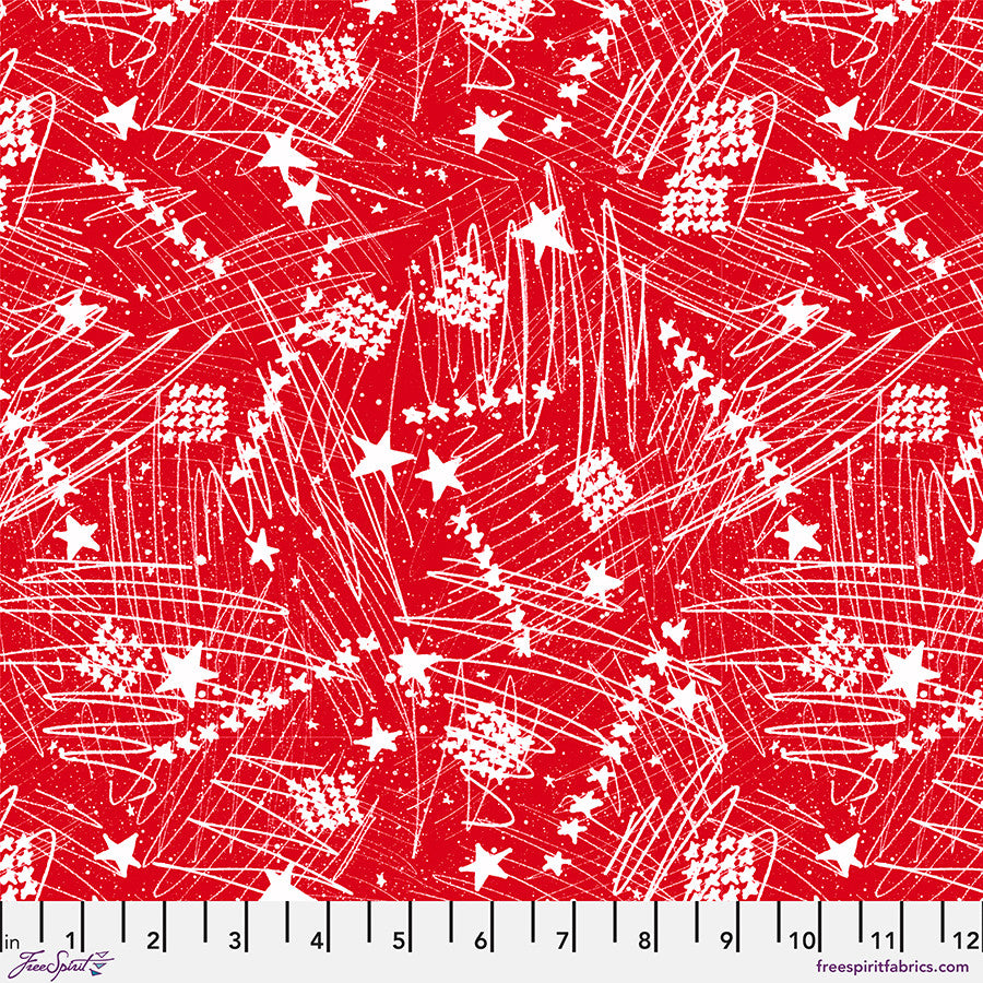 Stars in the Sky Large Red Americana Cotton 44"/45" Fabric Per Yard