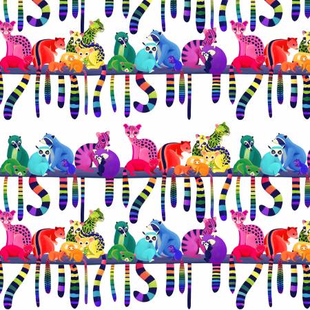 Free Spirit Love in the Wild Ringtail Love Day White quilting fabric