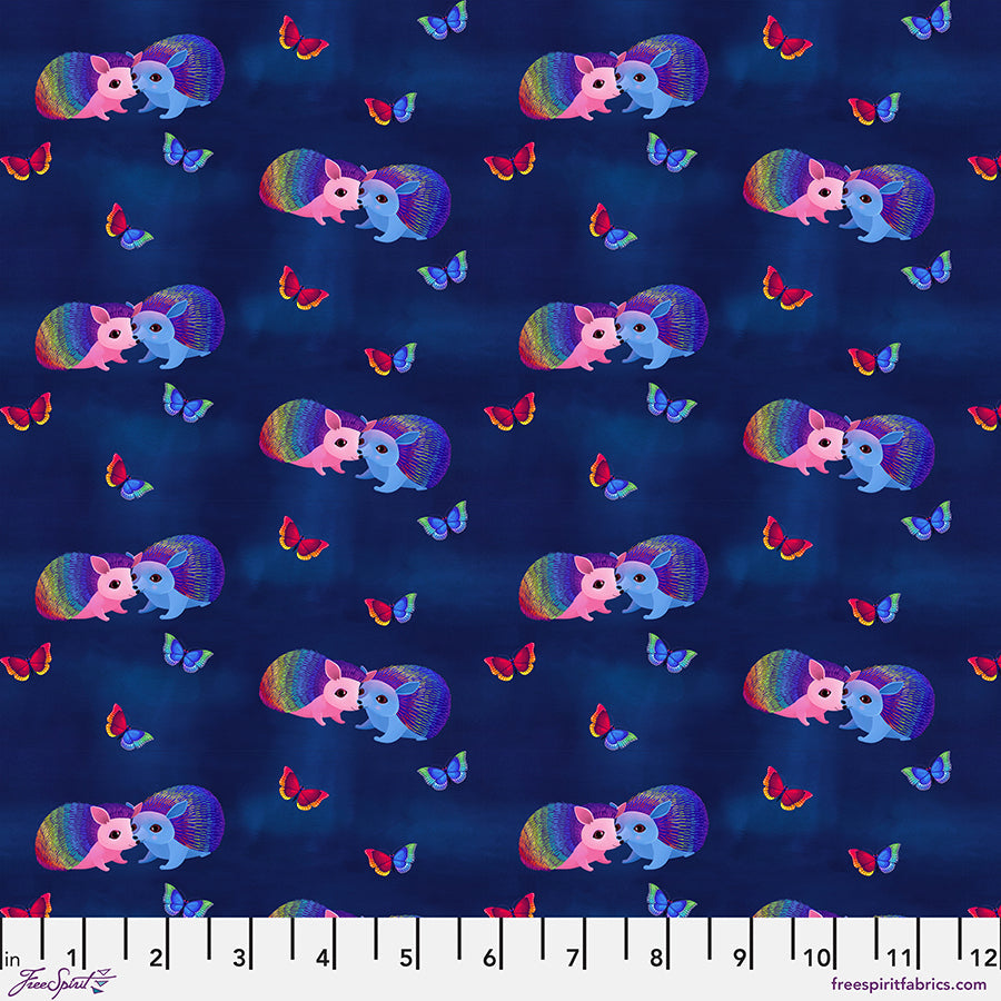 Free Spirit Love in the Wild Love Bright Navy quilting fabric