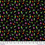 Delish Delights Summer Birds Black novelty quilting fabric by Mulga for Free Spirit