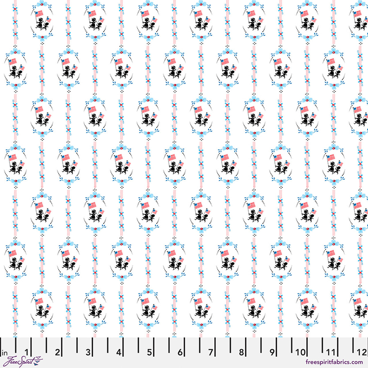White Children March On Americas Birthday Cotton 44"/45" Fabric Per Yard