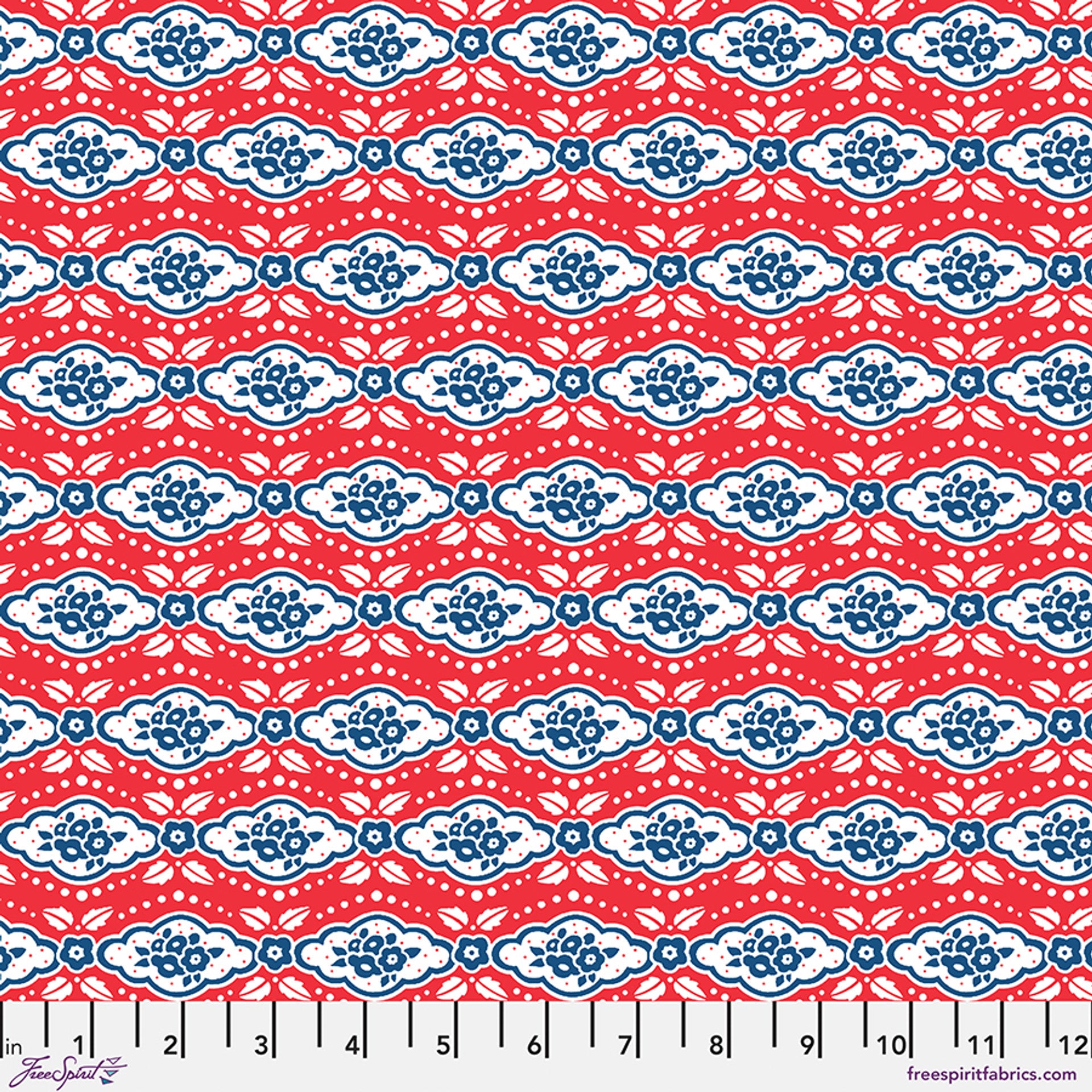 Red Maison Rouge Cotton 44"/45" Fabric Per Yard