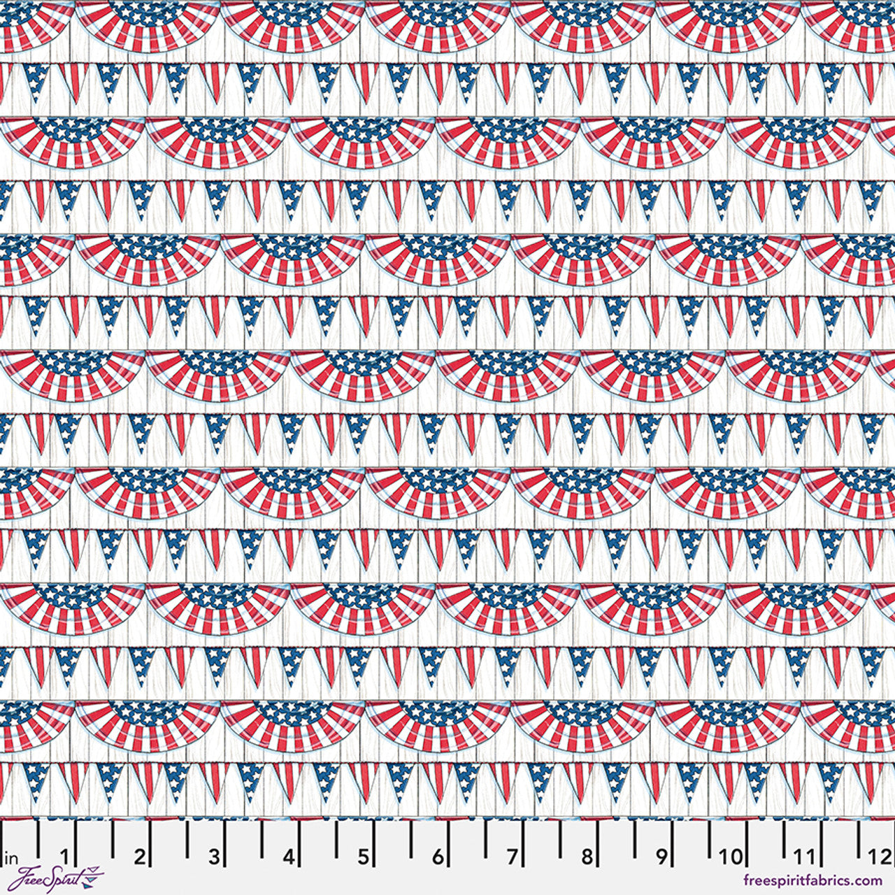Red Americas Birthday Bunting Cotton 44"/45" Fabric Per Yard