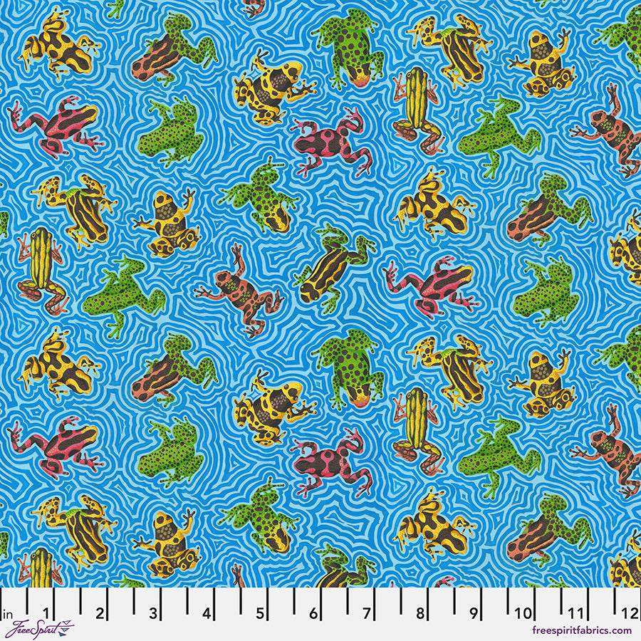 FreeSpirit Utopia Froggles quilting fabric in Blue