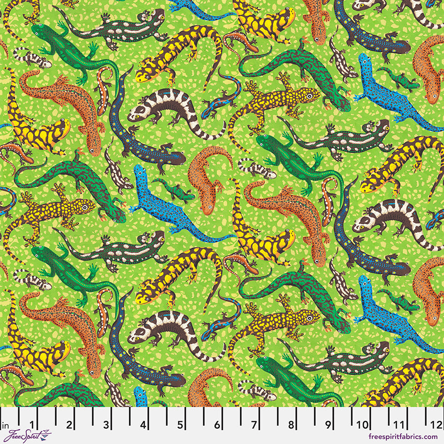 FreeSpirit Utopia Lizzie Lizards quilting fabric in Green