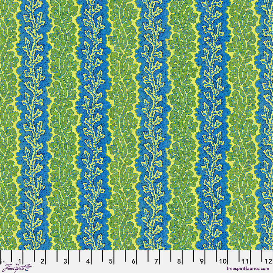 FreeSpirit Utopia Coral Stripe quilting fabric in Green