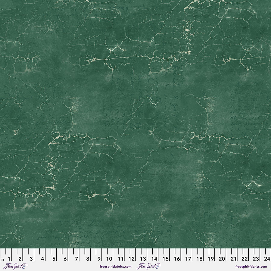Tim Holtz Cracked Shadow quilting cotton in Aventurine green