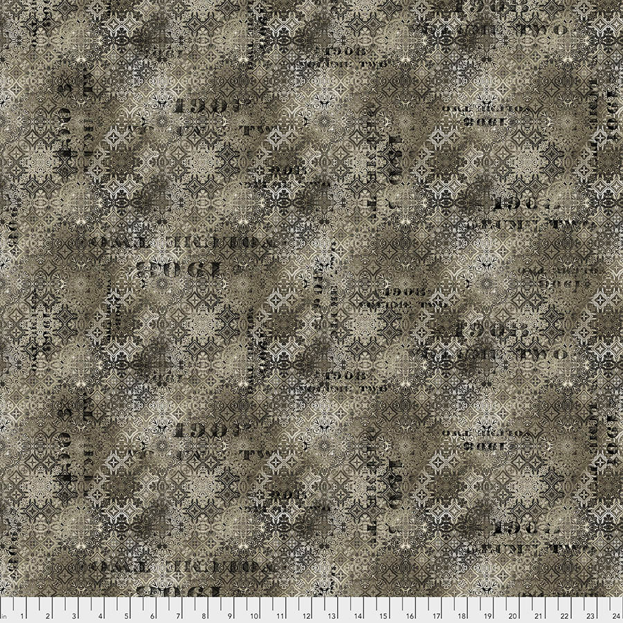 Free Spirit Tim Holtz Abandoned Faded Tile Neutral quilting fabric PWTH129