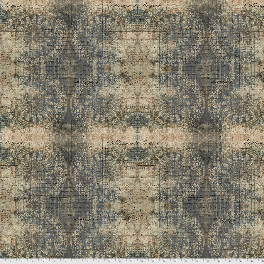 Tim Holtz Abandoned Muted Medallions quilting cotton in Indigo