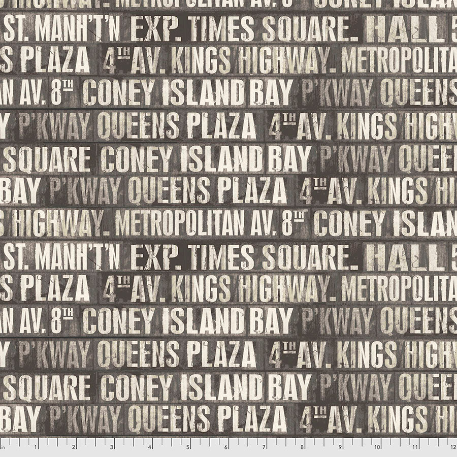 Tim Holtz Eclectic Elements Subway Signs charcoal text quilting cotton fabric by FreeSpirit