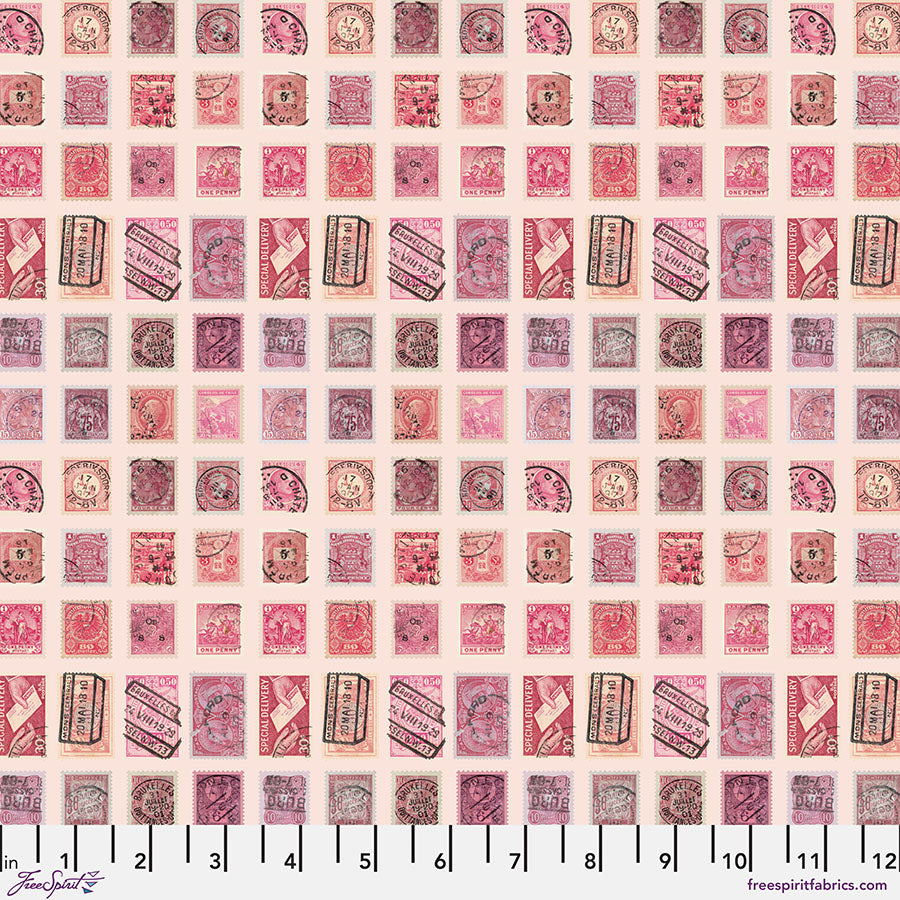 FreeSpirit Tim Holtz Palette stamps quilting cotton fabric in Pink