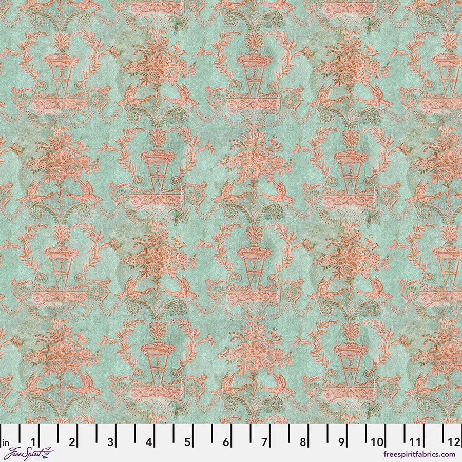 FreeSpirit Tim Holtz Wallpaper quilting cotton in Teal
