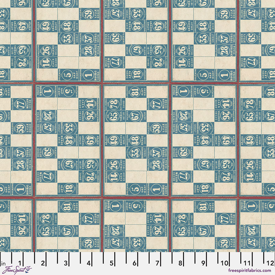 Tim Holtz Palette Blue Numbers quilting fabric for FreeSpirit in Blue