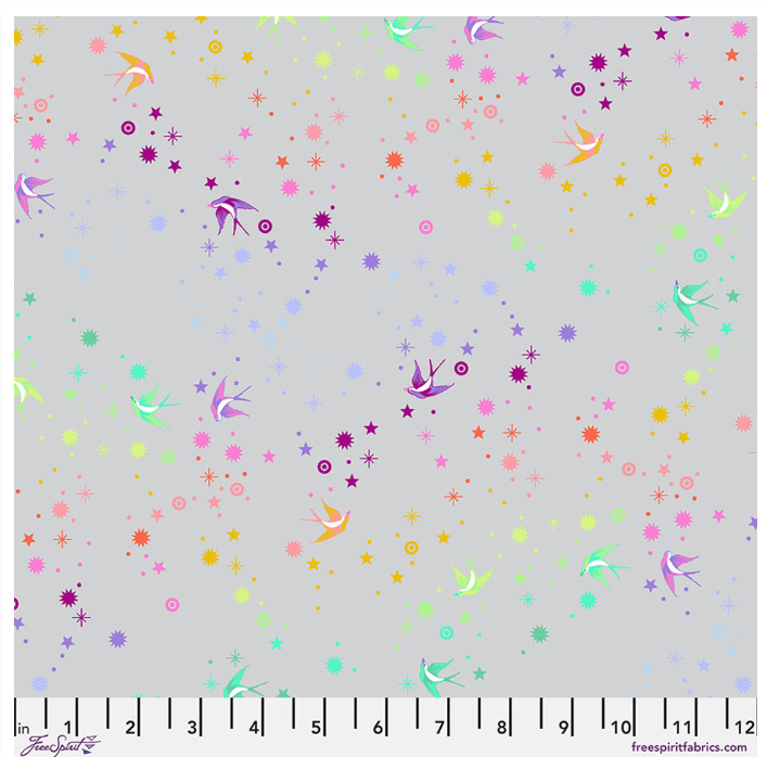 Free Spirit Tula Pink Graywork Fairy Dust Fog quilting fabric